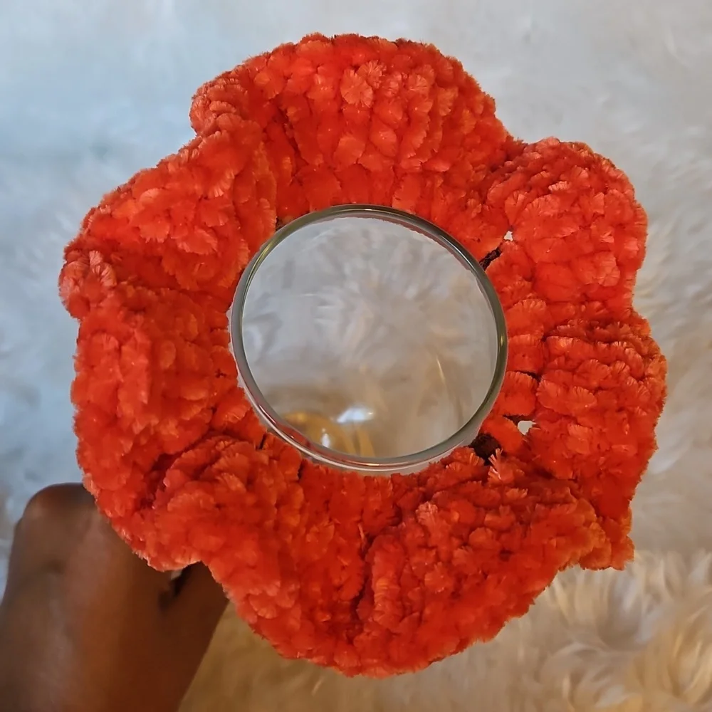 Handmade Tie Coral Concerto Crochet Scrunchie Ballerina Hair Accessory Chenille